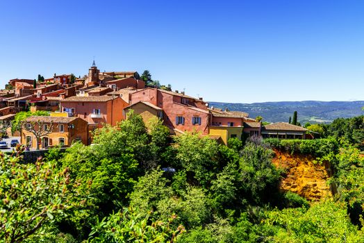 Roussillon village sunset view, Provence, France 