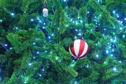 Christmas tree decoration with lights and ball