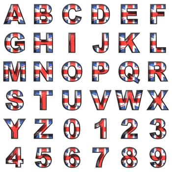 Great Britain alphabet set on white background