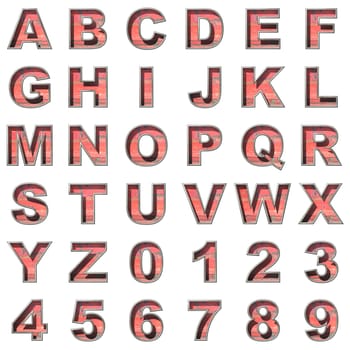 old metal alphabet set on white background