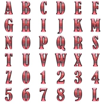 old metal alphabet set on white background