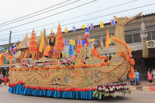 THAILAND - OCTOBER 20:Decorations of the parade in traditional Buddhist festival "Ngan Chak Pra", on October 20, 2013 in Chaiya,Suratthani, Thailand.