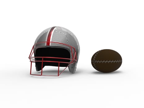 football helmet and Rugby ball for sport equipment.