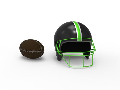 football helmet and Rugby ball for sport equipment.