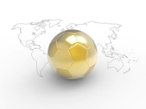Isolated of Golden soccer ball for sport equipment. Colorful ball for World Cup
