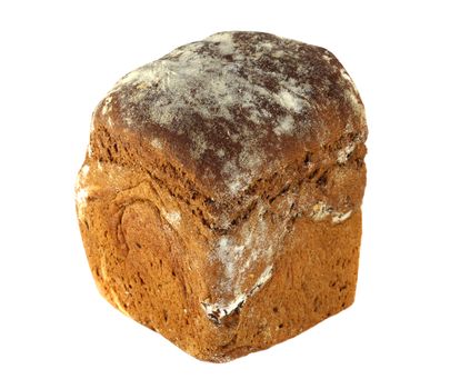 A loaf of bread shot closeup on white background