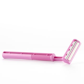 pink disposable shaving on a white background