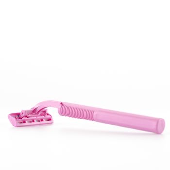 pink disposable shaving on a white background