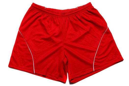 red sports shorts on a white background