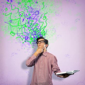 image of a young man with a book, a creative mind