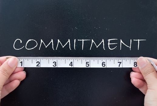 Tape measure aligned against commitment