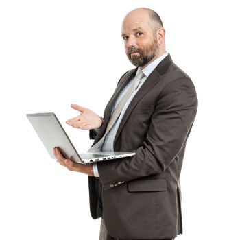 A handsome business man and his notebook