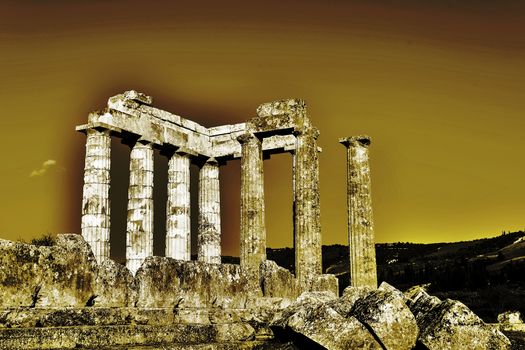 Close-up of Zeus temple in the ancient Nemea, Greece