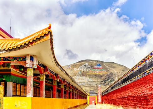 Lharong Monastery in Sertar, Tibet.  Lharong Monastery is a Tibetan Buddhist Institute at an elevation of about 4000 meters.