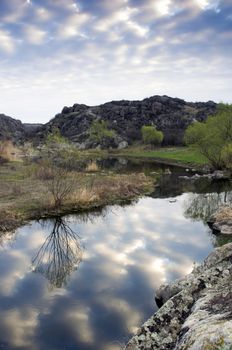 Sunrise on the river Mertvovod 