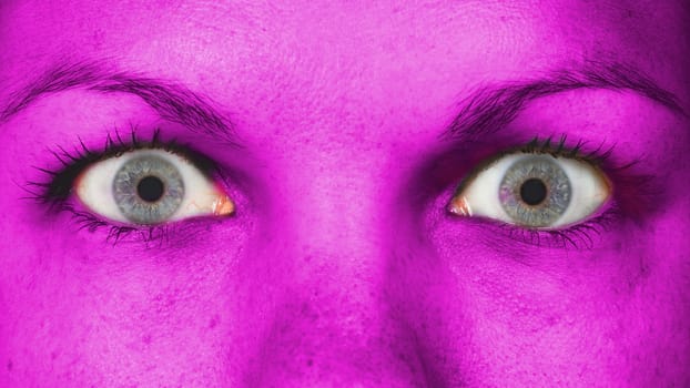 Women eye, close-up, blue eyes, pink skin