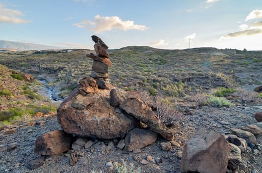 Buddist Volcanic Rocks Column in Tenerife Canary Islands Spain