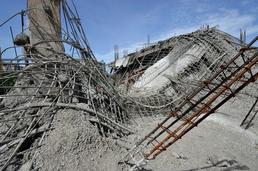 Ruined buildings from accident, Thailand