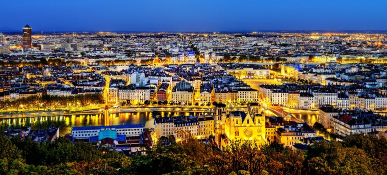 View of Lyon city from Fourviere, France