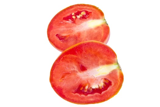 cut of juicy tomato on a white background