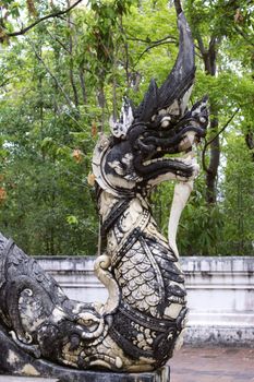 naga sculpture at Phayao temple,Thailand