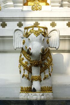 white and gold elephant sculpture at Chiangrai temple,Thailand
