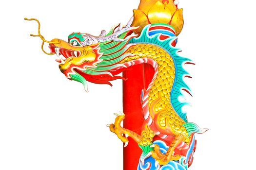 Dragon statue on white background