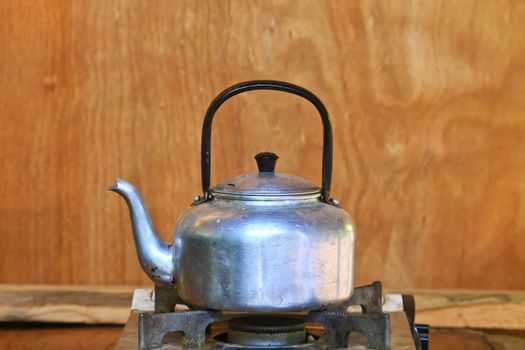 kettle on the gas stove in kitchen