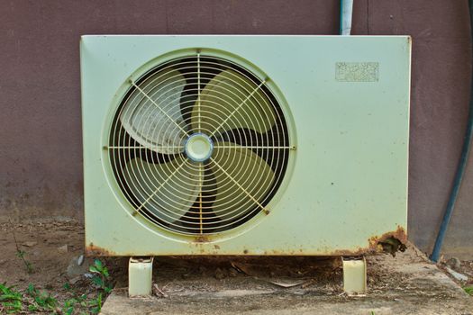 Old Electric fan aircondition,  Compressor aircondition outside office