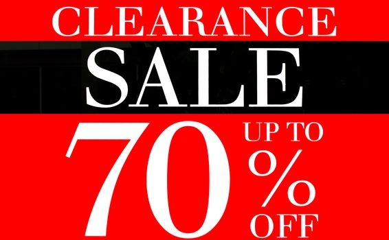 Clearance Sale up to 70 Percents Promotion Label