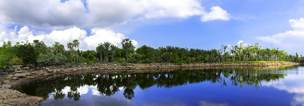 Panorama of Caribbean Walk in Nong Nooch Garden. 