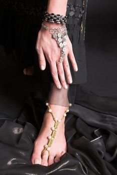 Decorated Hand and foot of a belly dancer