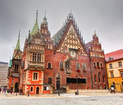 Wroclaw, Poland. The historical Town Hall on market square. Silesia region.