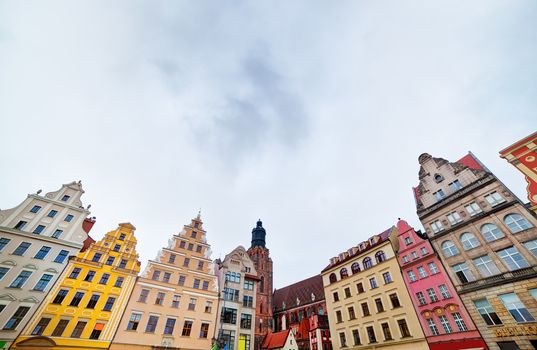 Wroclaw, Poland. The market square with colorful historical buildings. Silesia region.