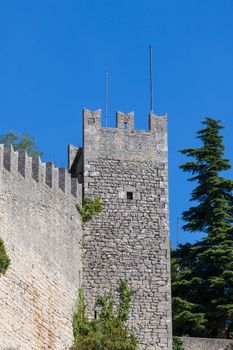 Fortification wall detail in San Marino republic, Italy