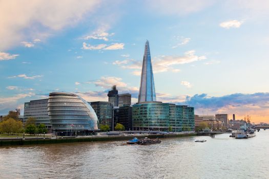 London, England the UK. The Shard, City Hall, River Thames at the afternoon