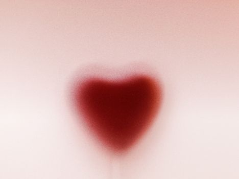 Heart shape behind milky frosted glass. Love, romantic background. Vintage passion for Valentine's Day.