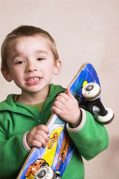 Young boy with a bump on his head after falling