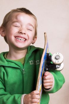 Young boy with a bump on his head after falling