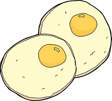 Pair of fried eggs on isolated background