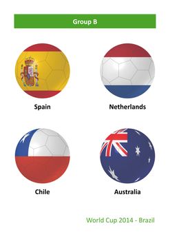 3D soccer balls with group B country flags World Cup Football Brazil 2014
