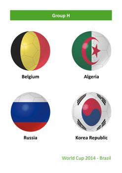 3D soccer balls with group H country flags World Cup Football Brazil 2014