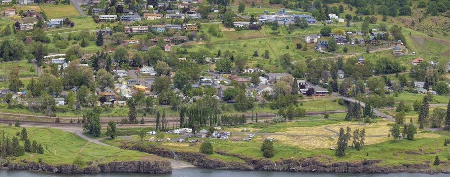 Town of Lyle Washington Along Columbia River Gorge Panorama