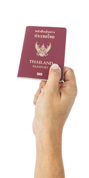 Thailand Passport and business hand for travel