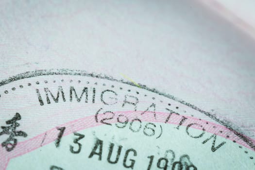 Passport stamp visa for travel concept background