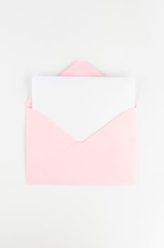 open envelope with white paper on a white background