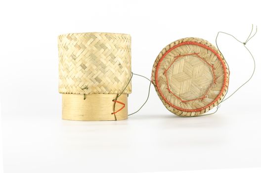 bamboo wooden rice box call Kratib Rice in Thailand