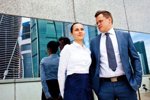 business couple on the urban background