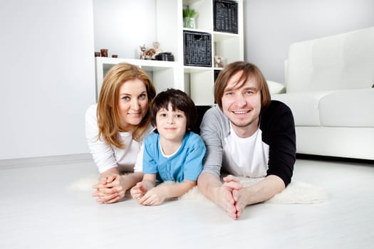 happy family in the interior of a new home