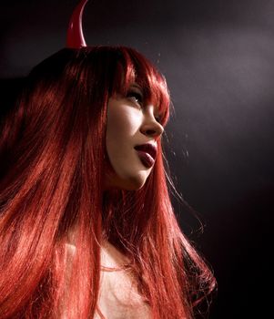 dark picture of naked redhead devil woman